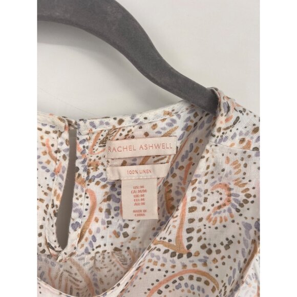 Rachel Ashwell Womens 100% Linen Paisley Shift Dress Size Medium Pastel Pink - Picture 2 of 5